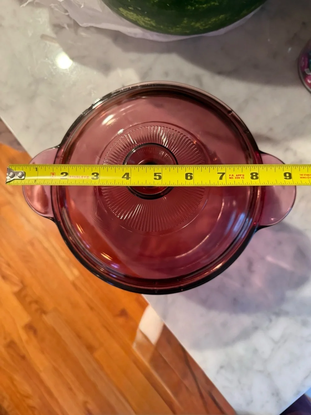 Vintage Corning Visions Cranberry Dutch Oven with two matching Pyrex lids 1.5L